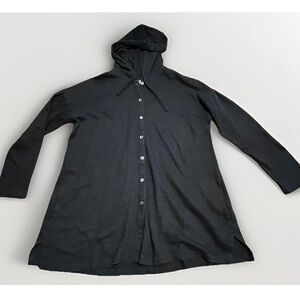 J.JILL Petite Cardigan - Tunic-Length Hood 3/4-Sleeves Button Down